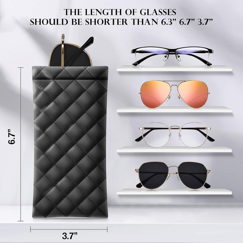COMF-PRO Store Squeeze Top Sunglass Pouch - Portable Sunglass Organizer Pouch Bags Soft PU Leather Glasses 2 Pack - Image 3